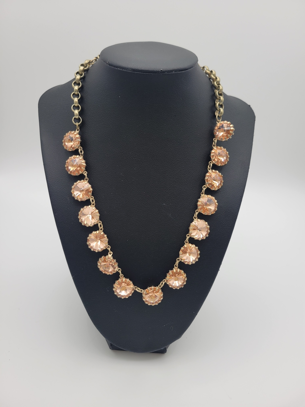 J.Crew Crystal Venus Flytrap Necklace Peach and Pink Gold tone